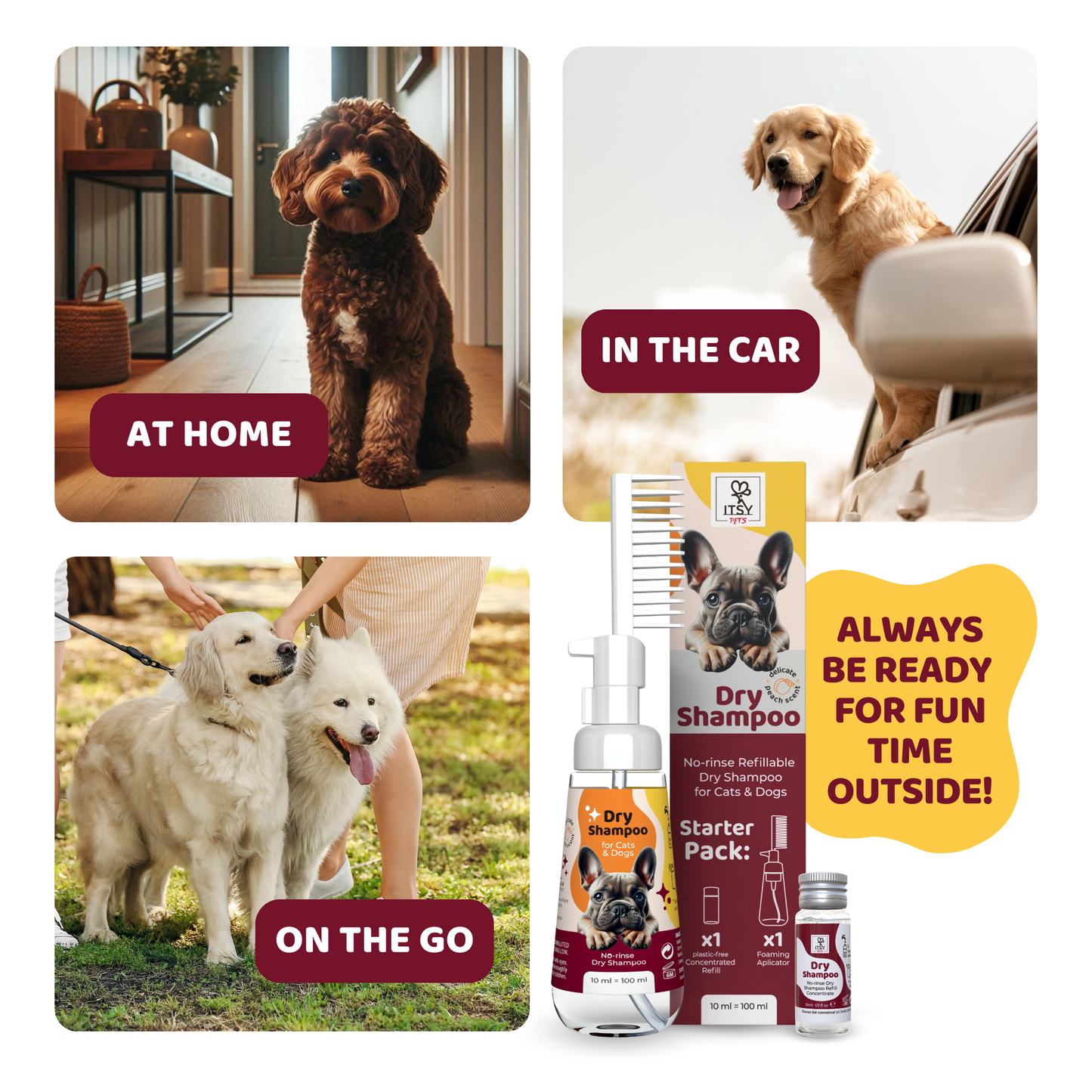 ITSY Pets Dry Shampoo for Dogs & Cats - Starter Pack