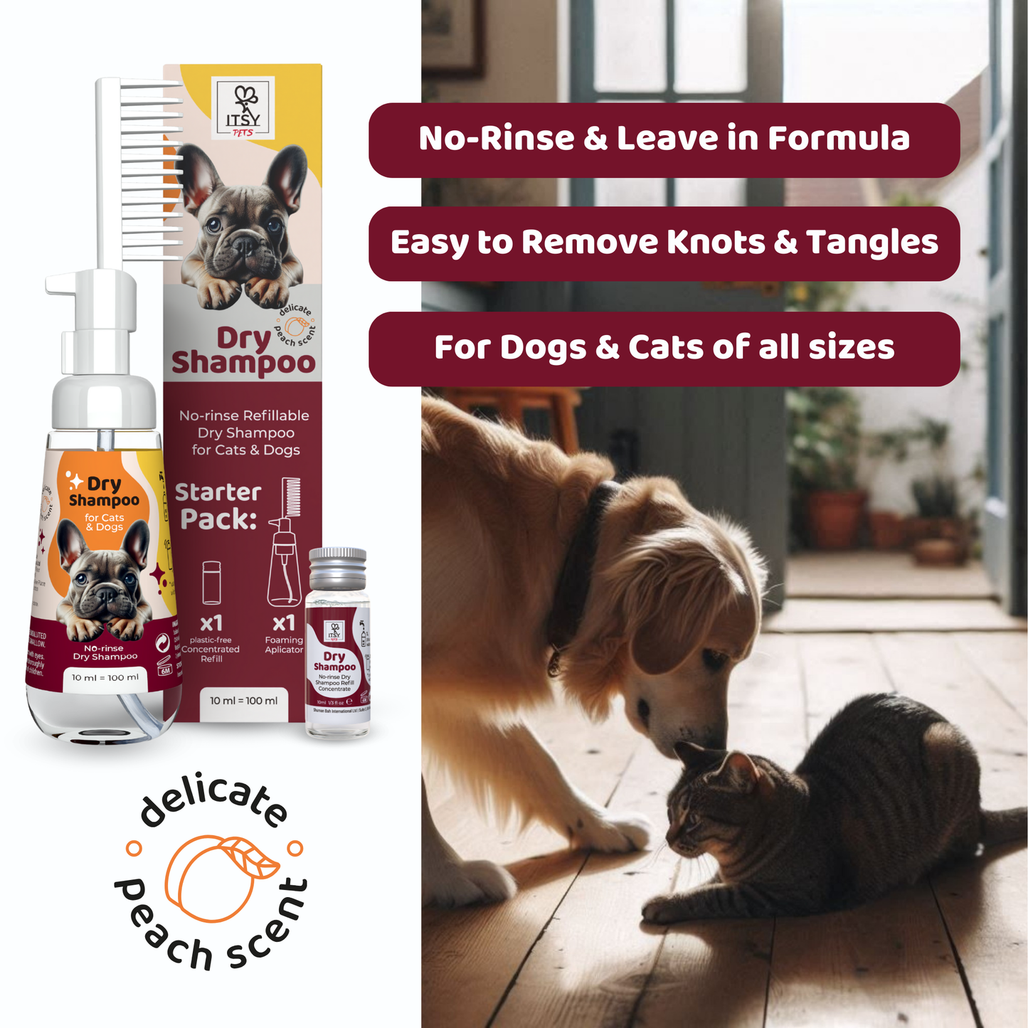 ITSY Pets 10ml Plastic-Free Dry Shampoo Concentrated Refill – 3-Pack