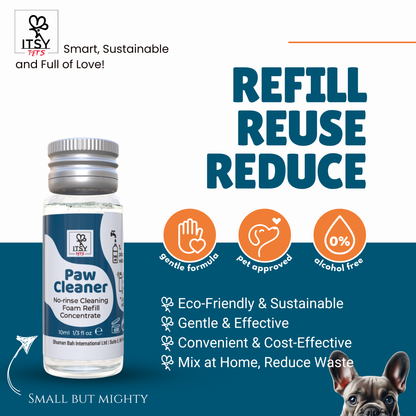 ITSY Pets 10ml Plastic - Free Concentrated Refill for Foaming Paw Cleaner