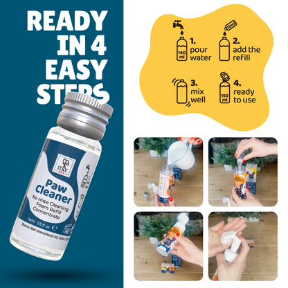 ITSY Pets 10ml Plastic - Free Concentrated Refill for Foaming Paw Cleaner