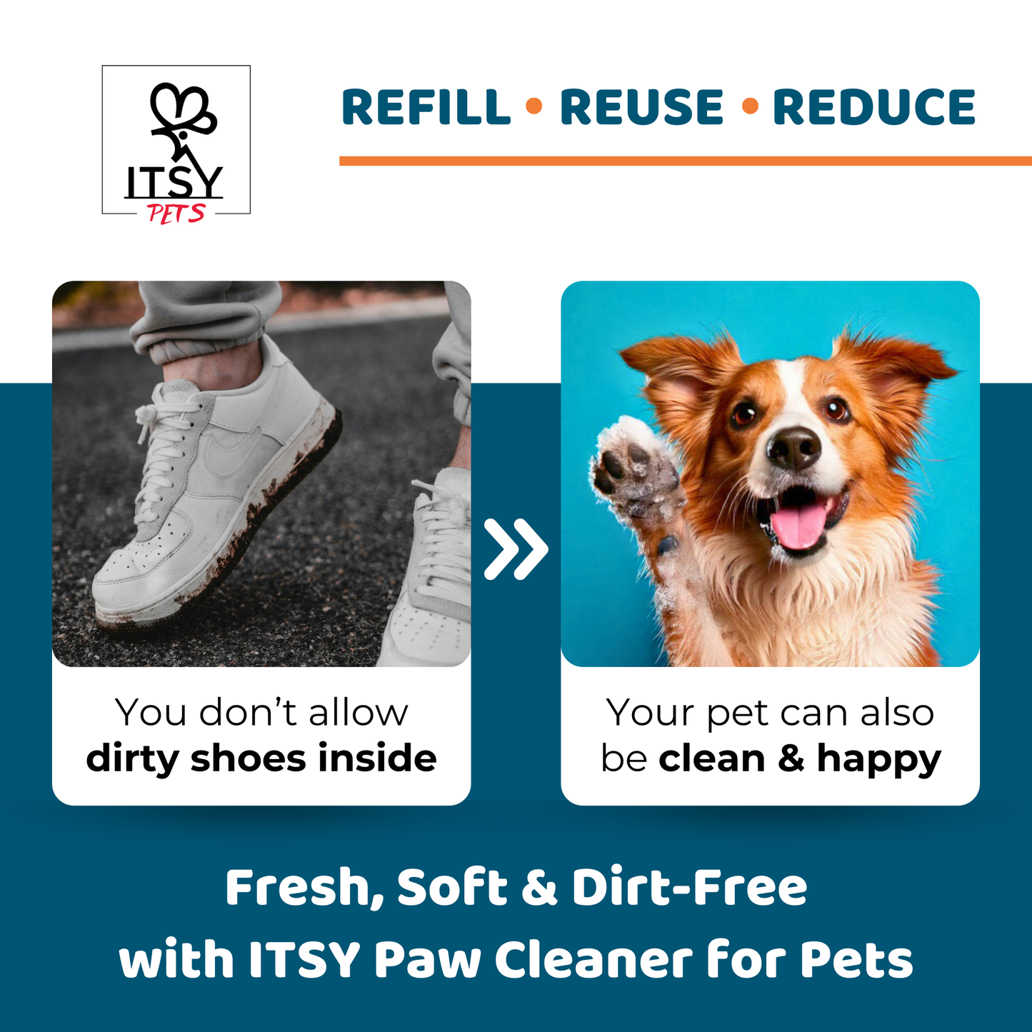 ITSY Pets (3-Pack) 10ml Plastic-Free Concentrated Refill for Foaming Paw Cleaner