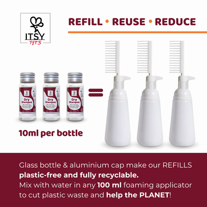 ITSY Pets 10ml Plastic-Free Dry Shampoo Concentrated Refill – 3-Pack