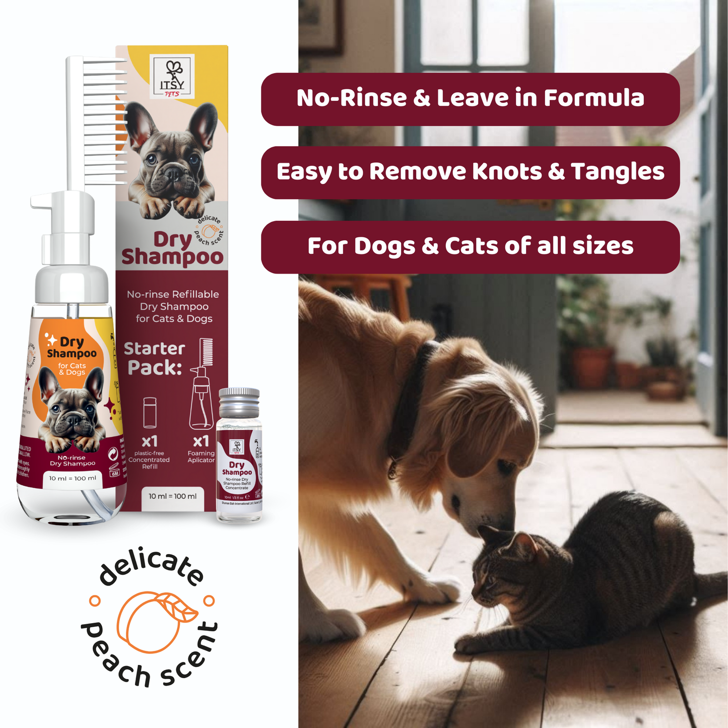 ITSY Pets Dry Shampoo for Dogs & Cats - Starter Pack