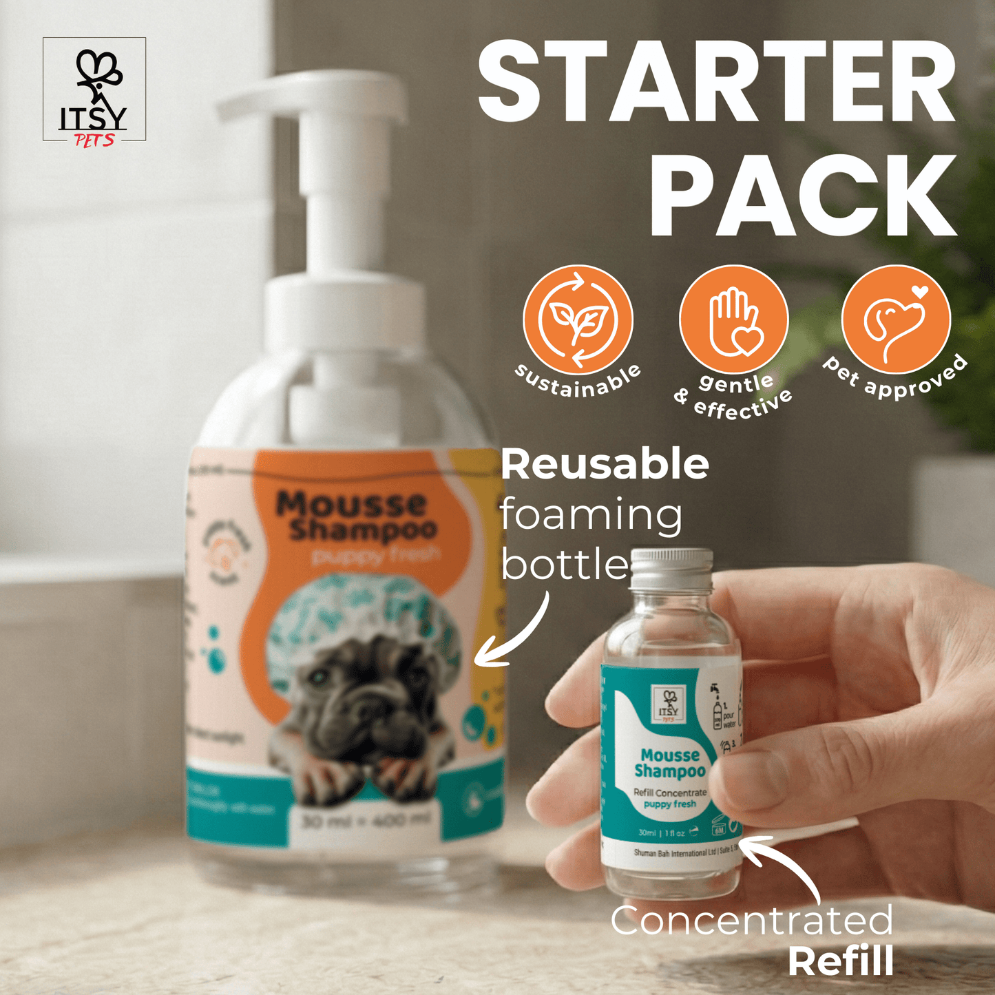 Dog Mousse Shampoo 3 - Pack Refill | Puppy Fresh Scent - ITSY Pets