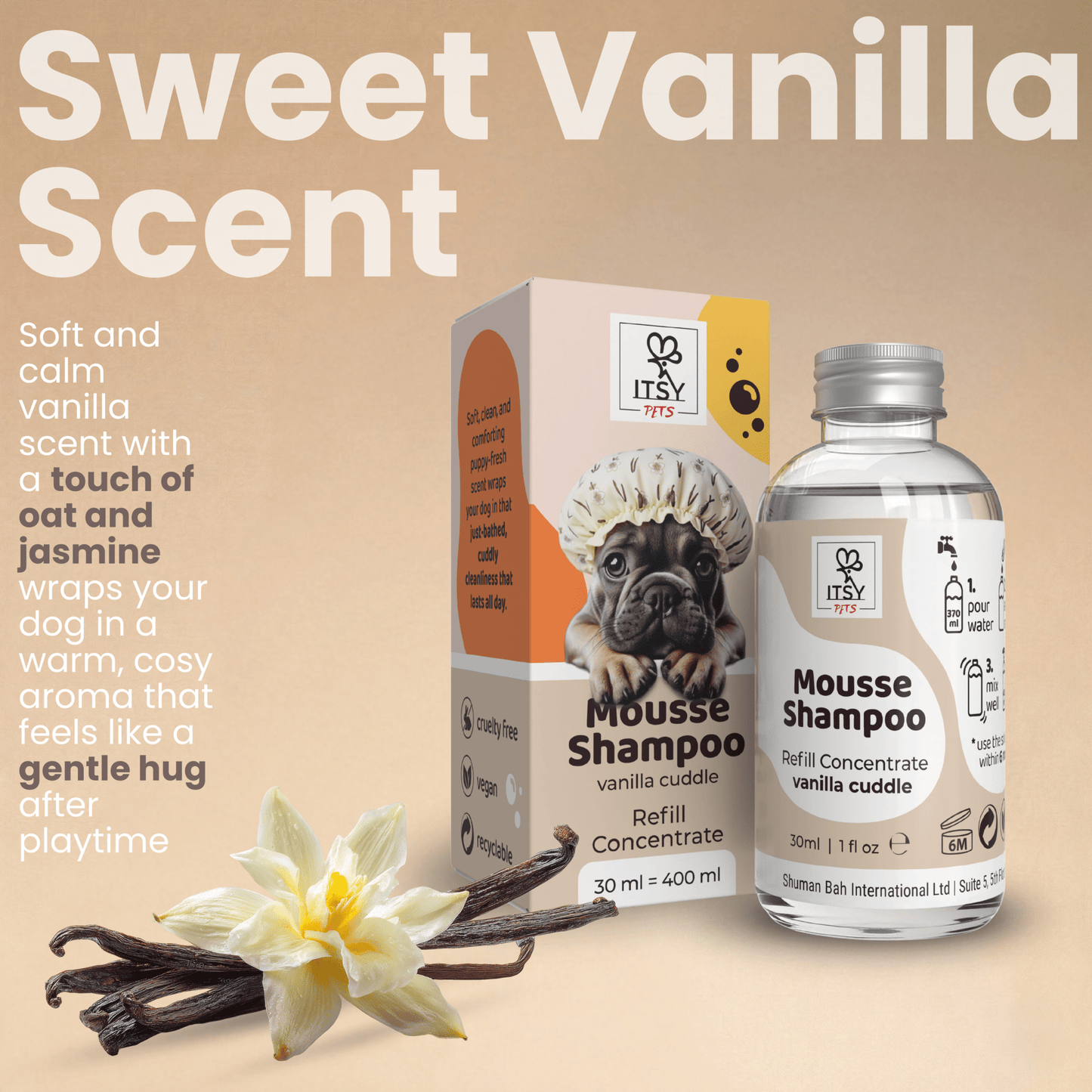 Dog Mousse Shampoo Single Refill | Vanilla Cuddle Scent - ITSY Pets