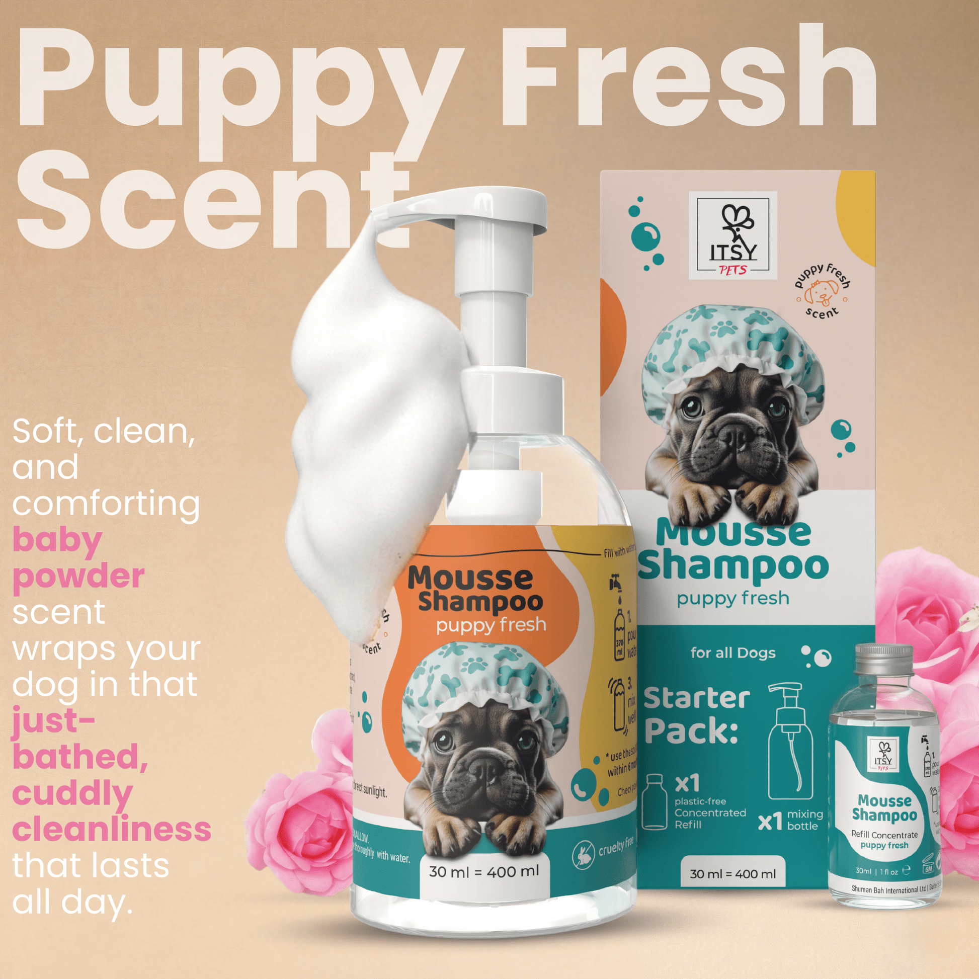 Dog Mousse Shampoo Starter Pack | Puppy Fresh Scent - ITSY Pets