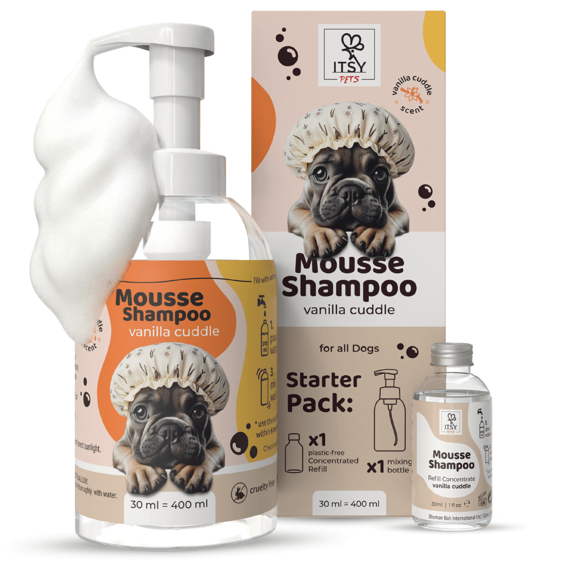 Dog Mousse Shampoo Starter Pack | Vanilla Cuddle Scent - ITSY Pets