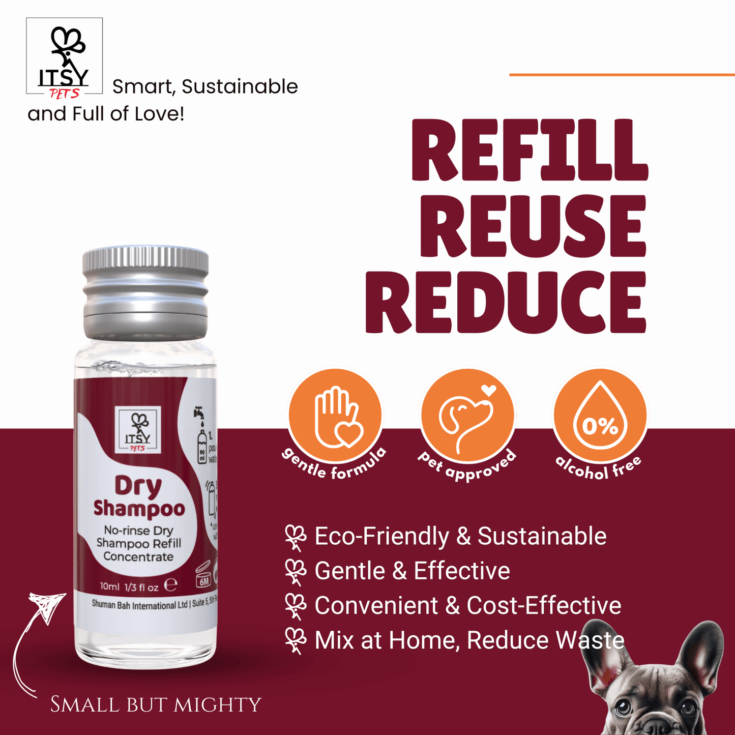 ITSY Pets 10ml Plastic - Free Dry Shampoo Concentrated Refill - ITSY Pets