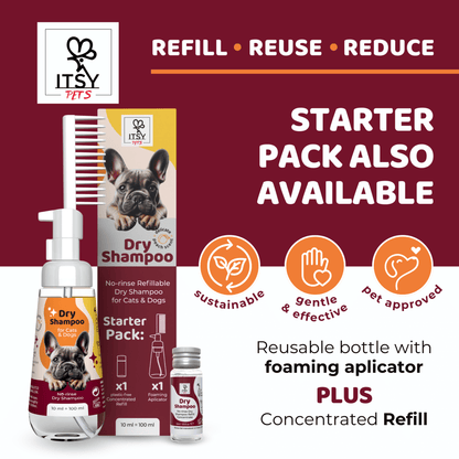 ITSY Pets 10ml Plastic - Free Dry Shampoo Concentrated Refill – 3 - Pack - ITSY Pets