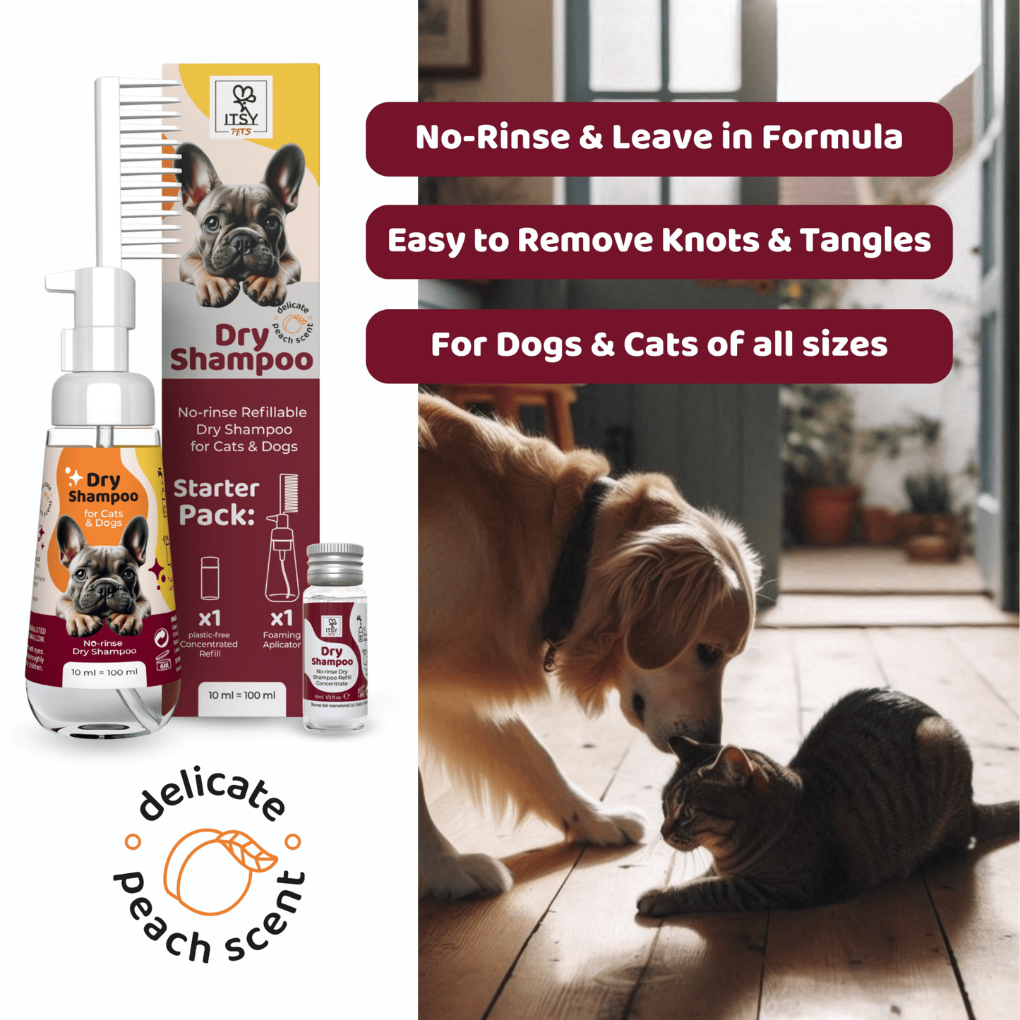 ITSY Pets 10ml Plastic - Free Dry Shampoo Concentrated Refill – 3 - Pack - ITSY Pets