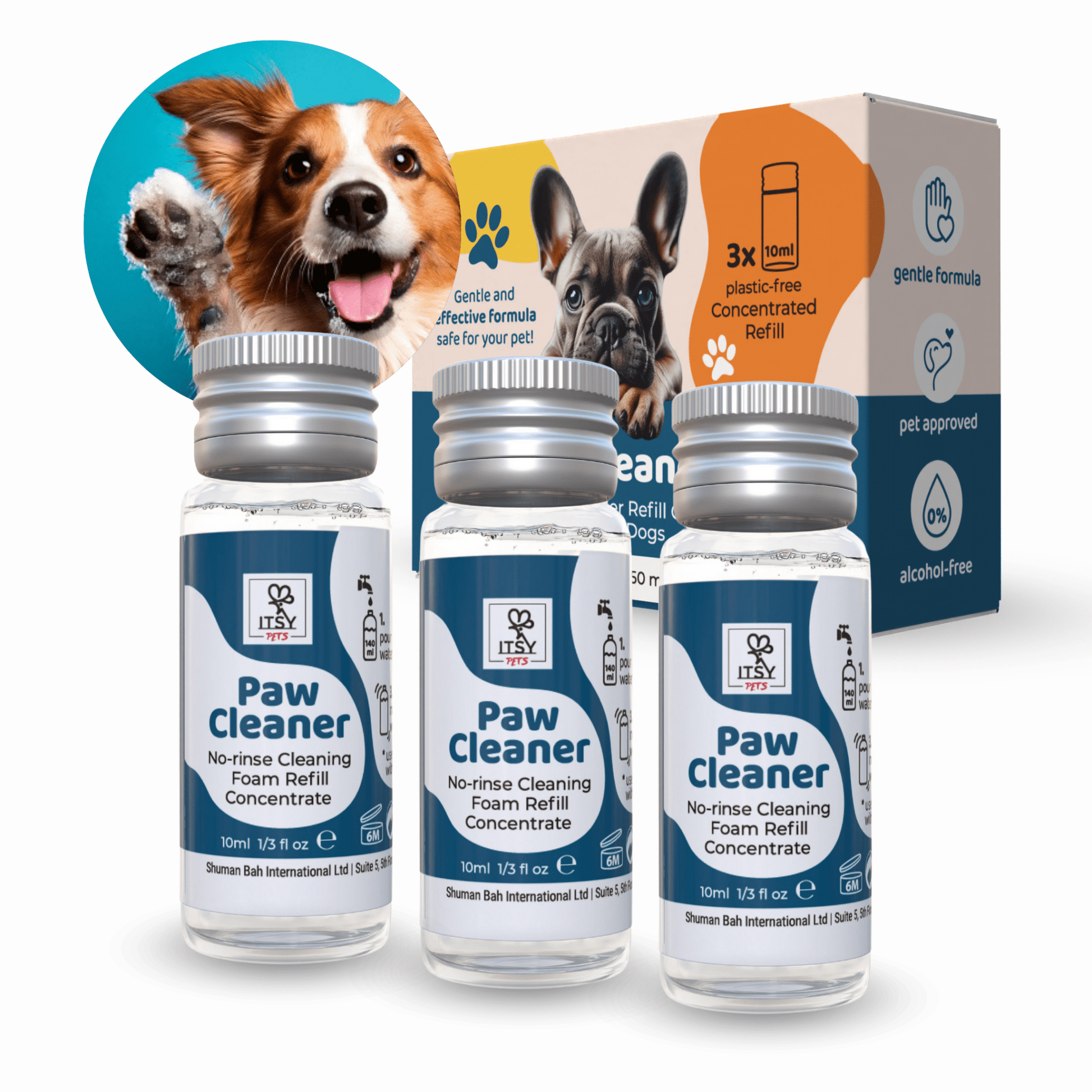 ITSY Pets (3-Pack) 10ml Plastic-Free Concentrated Refill for Foaming Paw Cleaner - ITSY Pets