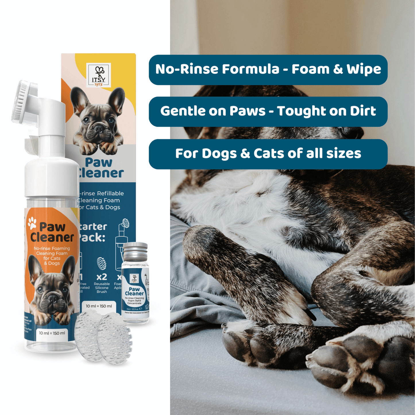 ITSY Pets (3-Pack) 10ml Plastic-Free Concentrated Refill for Foaming Paw Cleaner - ITSY Pets